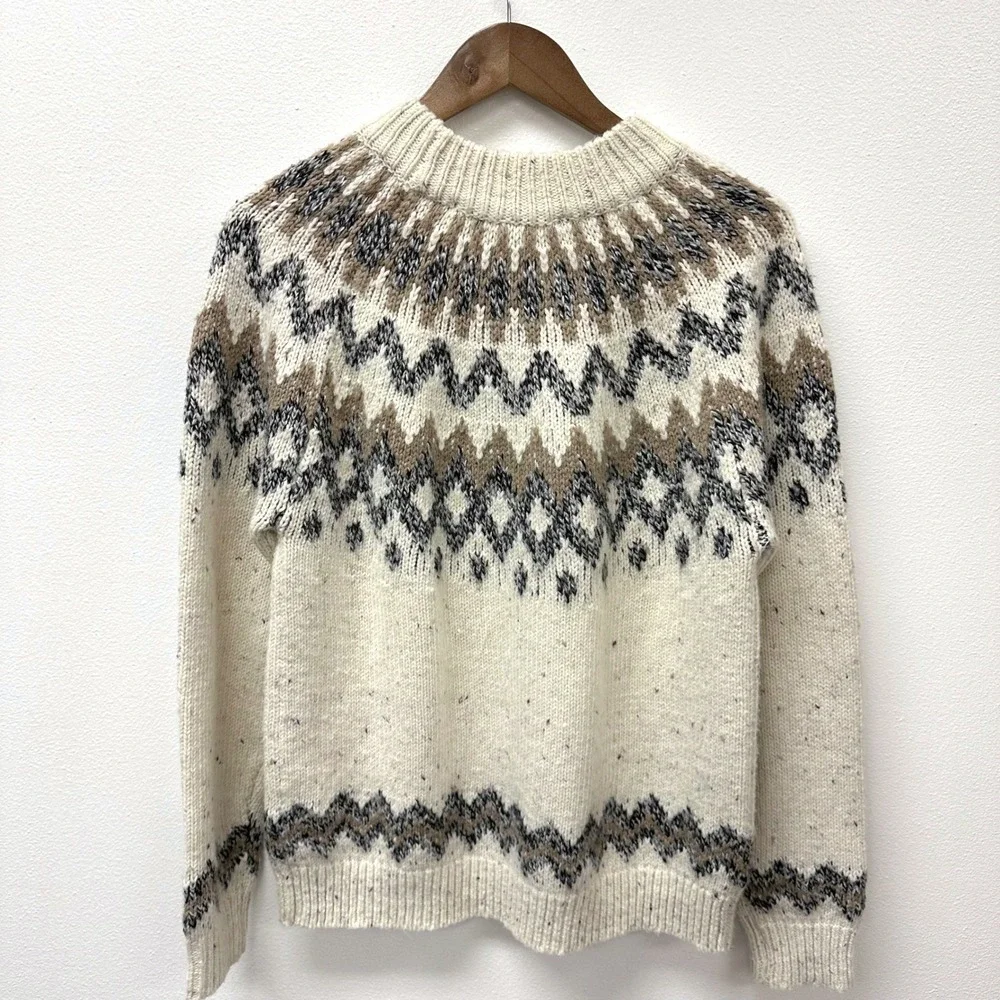 French Connection Leena‎ Fair Isle Mockneck Sweater Neutrals S